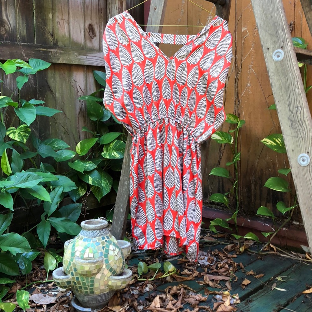 Feather Printed Satiny Sundress